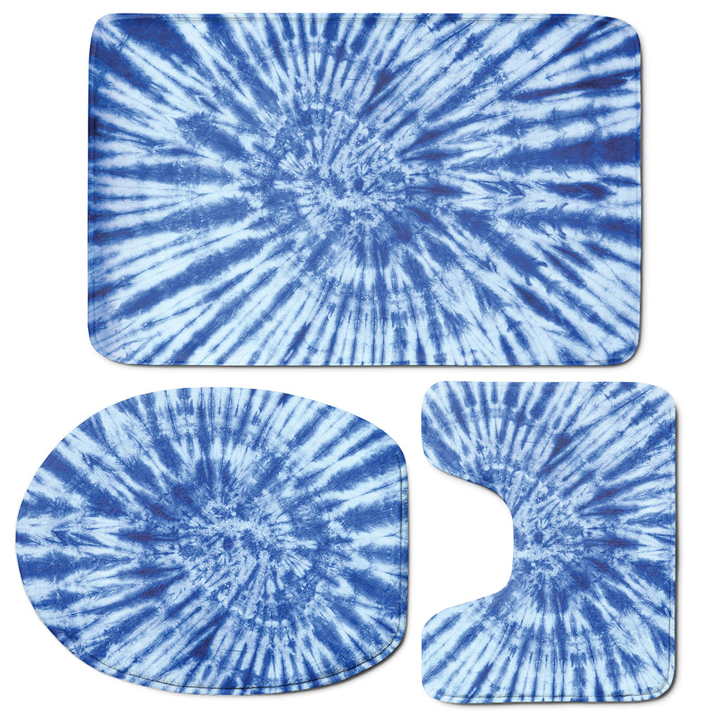 Blue Tie Dye Print 3 Piece Bath Mat Set