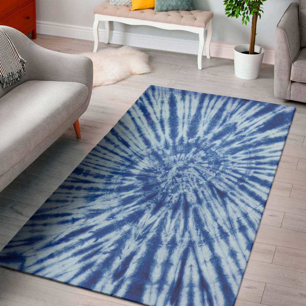 Blue Tie Dye Print Area Rug