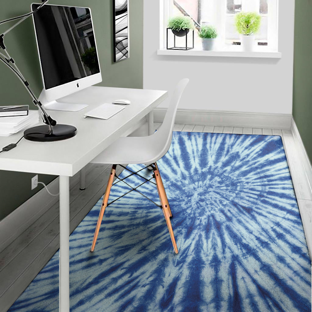 Blue Tie Dye Print Area Rug