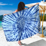 Blue Tie Dye Print Beach Sarong Wrap