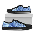 Blue Tie Dye Print Black Low Top Sneakers