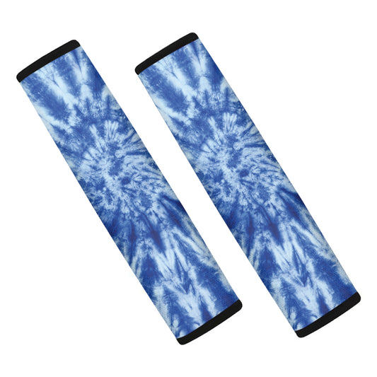 Blue Tie Dye Print Car Seat Belt Covers