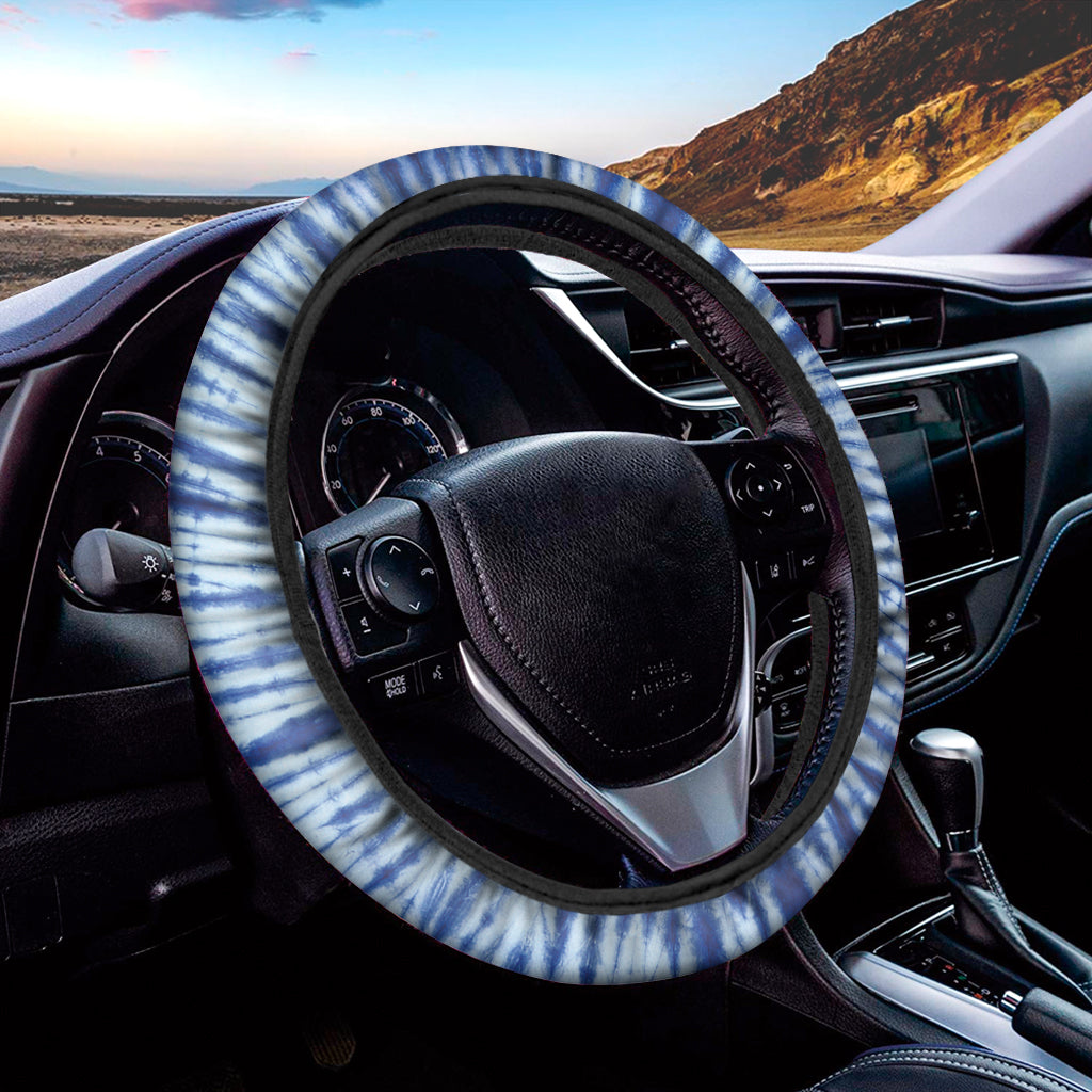 Blue Tie Dye Print Car Steering Wheel Cover