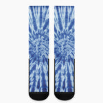 Blue Tie Dye Print Crew Socks