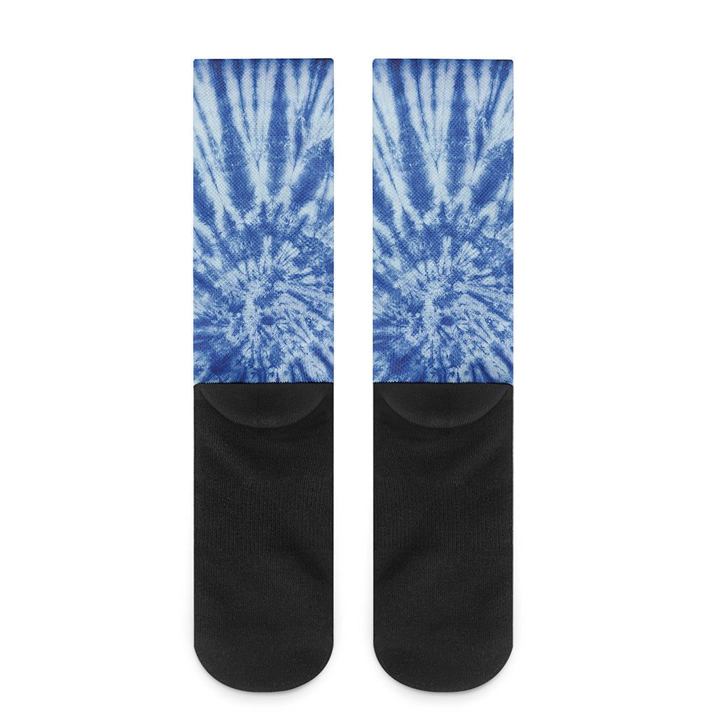 Blue Tie Dye Print Crew Socks