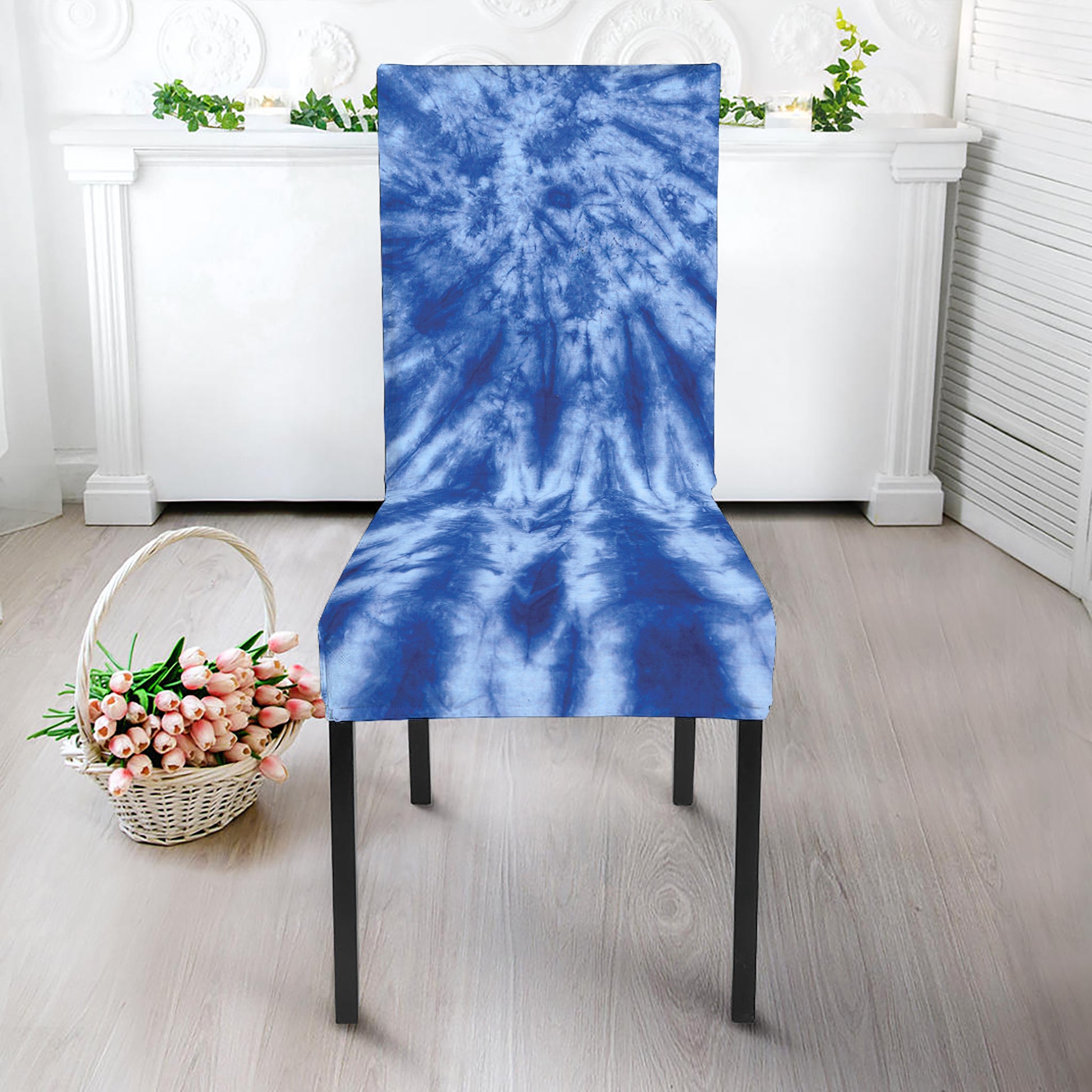 Blue Tie Dye Print Dining Chair Slipcover