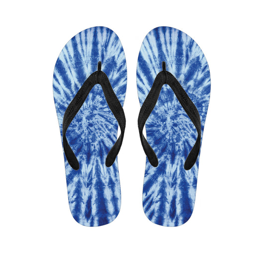 Blue Tie Dye Print Flip Flops