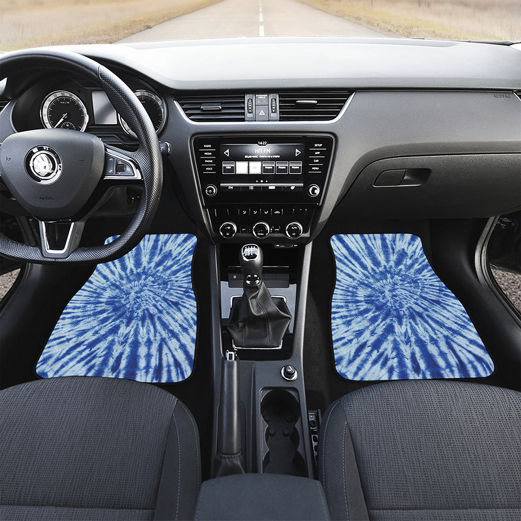 Blue Tie Dye Print Front and Back Car Floor Mats