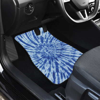 Blue Tie Dye Print Front and Back Car Floor Mats
