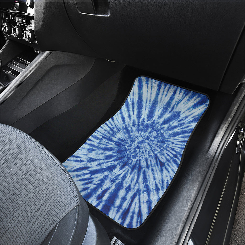 Blue Tie Dye Print Front and Back Car Floor Mats