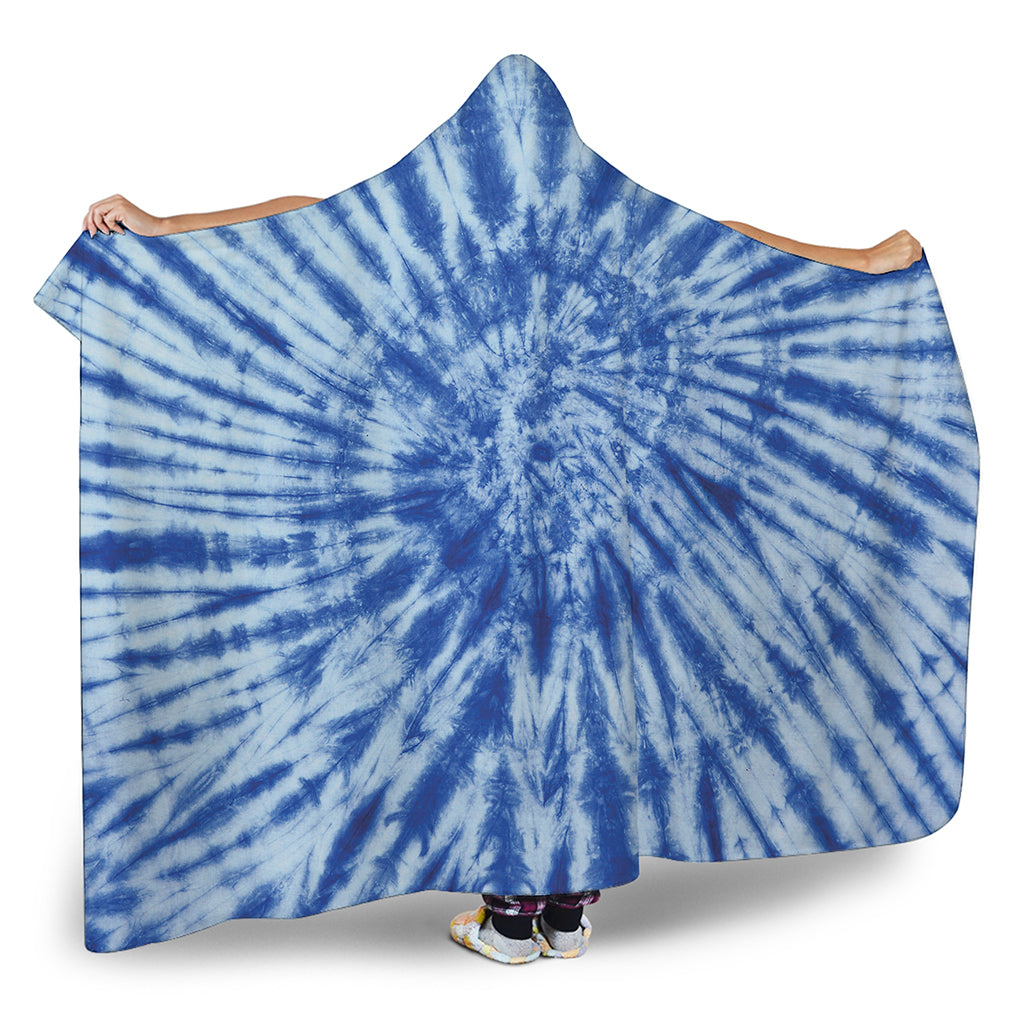 Blue Tie Dye Print Hooded Blanket