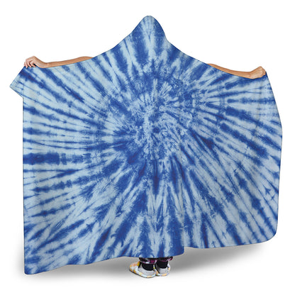 Blue Tie Dye Print Hooded Blanket