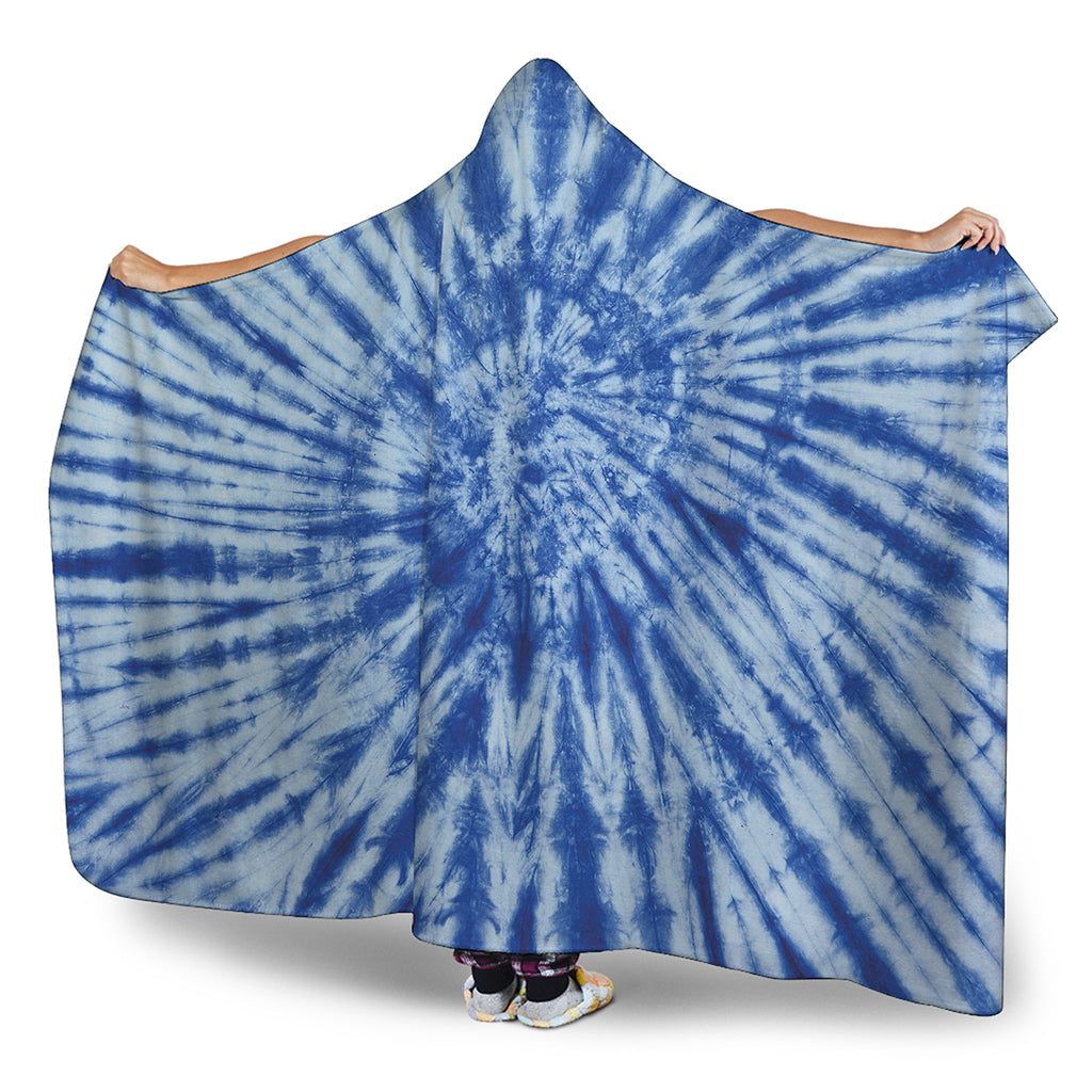 Blue Tie Dye Print Hooded Blanket