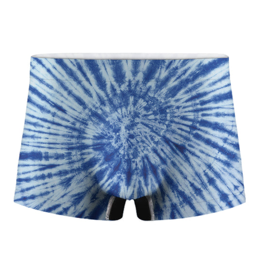 Blue Tie Dye Print Men's Boxer Briefs