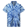 Blue Tie Dye Print Men's Short Sleeve Shirt