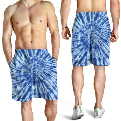 Blue Tie Dye Print Men's Shorts