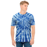 Blue Tie Dye Print Men's T-Shirt