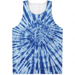 Blue Tie Dye Print Men's Tank Top