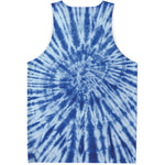Blue Tie Dye Print Men's Tank Top
