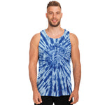 Blue Tie Dye Print Men's Tank Top