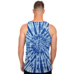 Blue Tie Dye Print Men's Tank Top