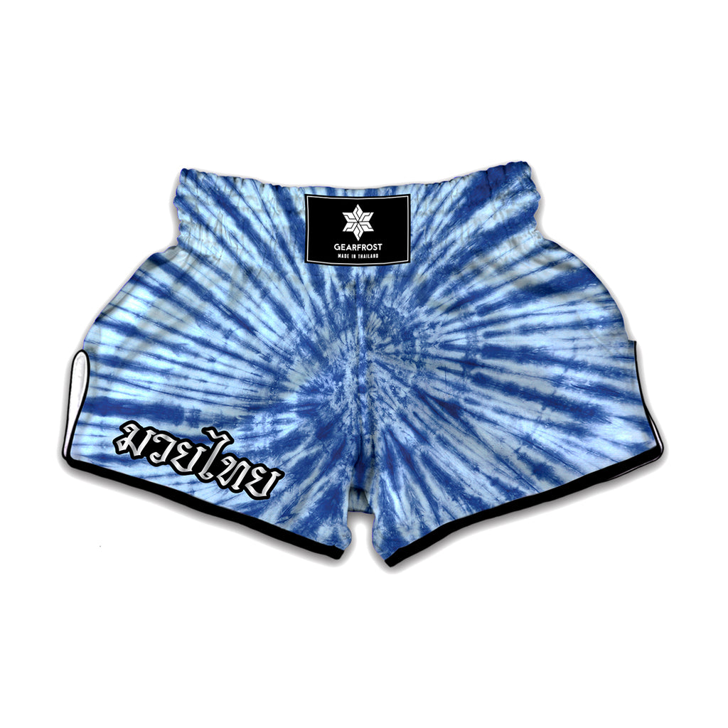 Blue Tie Dye Print Muay Thai Boxing Shorts