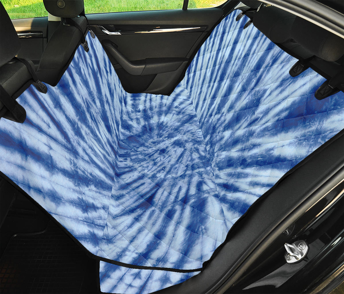 Blue Tie Dye Print Pet Car Back Seat Cover