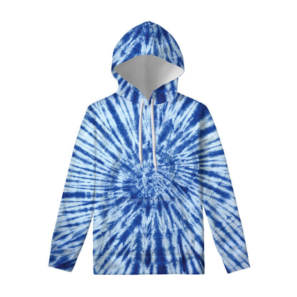 Blue Tie Dye Print Pullover Hoodie
