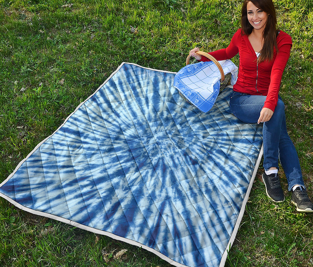 Blue Tie Dye Print Quilt