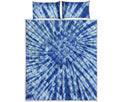 Blue Tie Dye Print Quilt Bed Set
