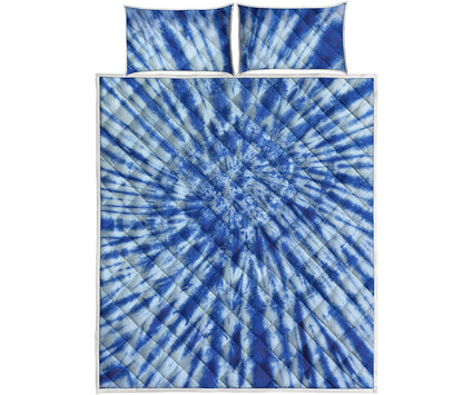 Blue Tie Dye Print Quilt Bed Set