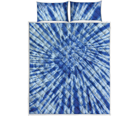 Blue Tie Dye Print Quilt Bed Set