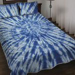 Blue Tie Dye Print Quilt Bed Set