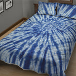Blue Tie Dye Print Quilt Bed Set