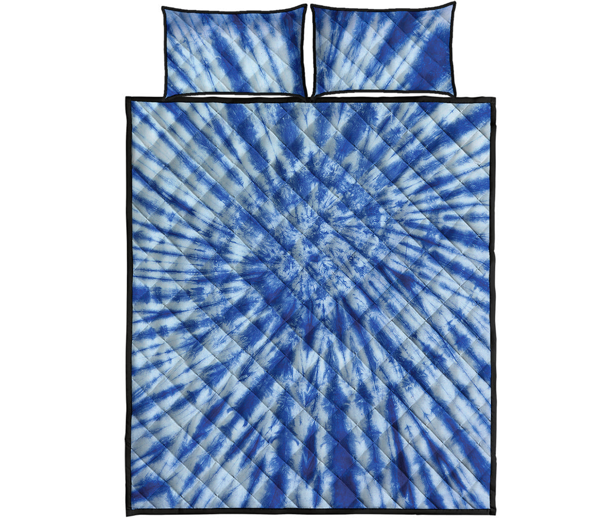 Blue Tie Dye Print Quilt Bed Set