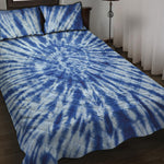 Blue Tie Dye Print Quilt Bed Set