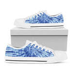 Blue Tie Dye Print White Low Top Shoes