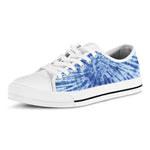 Blue Tie Dye Print White Low Top Shoes