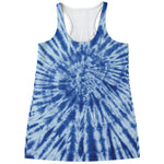 Blue Tie Dye Print Women's Racerback Tank Top