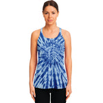 Blue Tie Dye Print Women's Racerback Tank Top