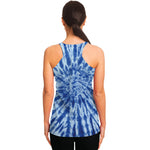 Blue Tie Dye Print Women's Racerback Tank Top