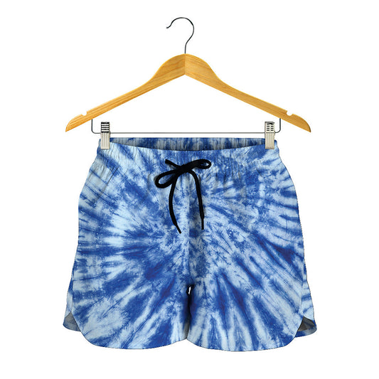 Blue Tie Dye Print Women's Shorts