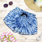Blue Tie Dye Print Women's Shorts