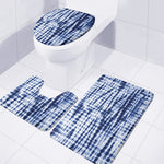 Blue Tie Dye Shibori Print 3 Piece Bath Mat Set