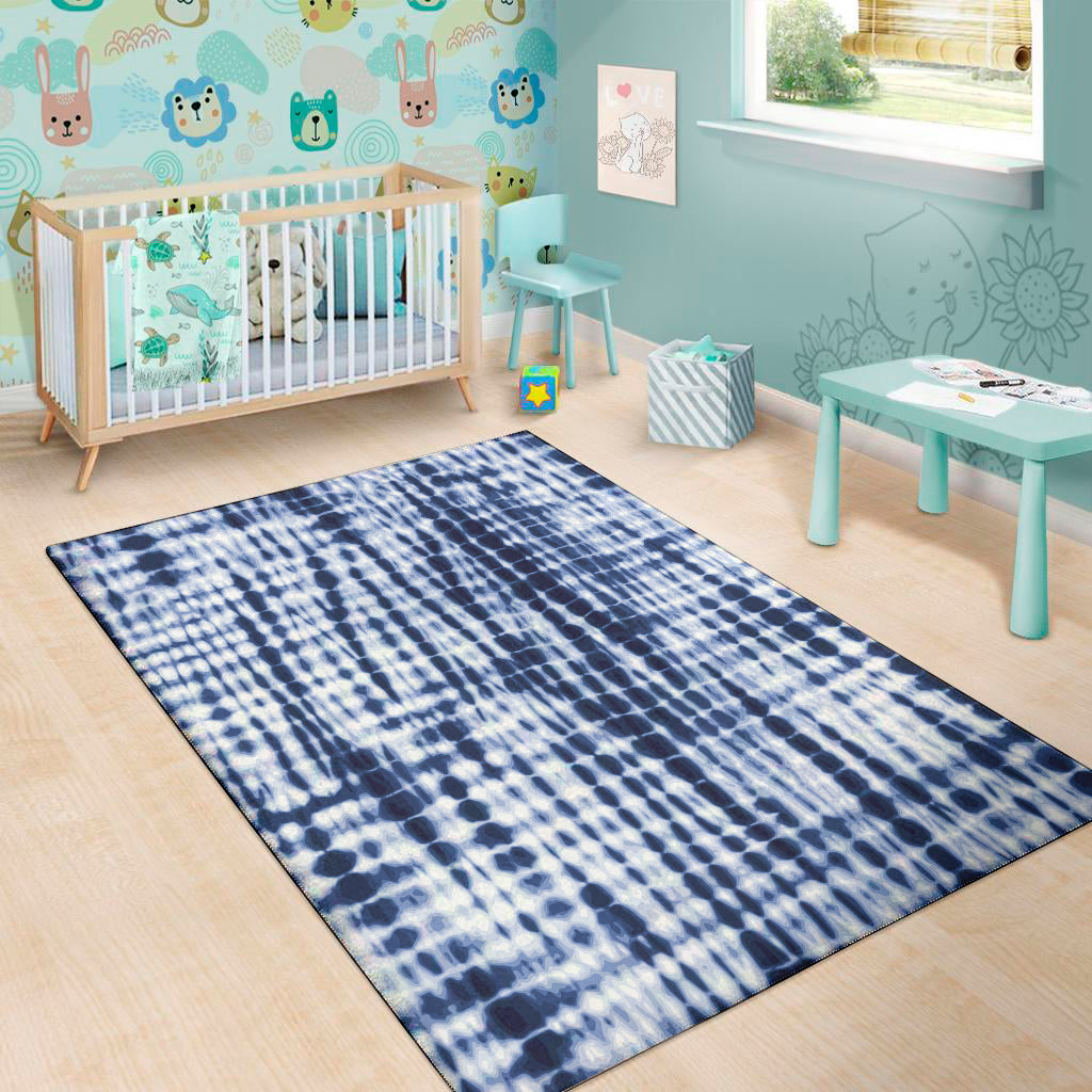 Blue Tie Dye Shibori Print Area Rug