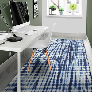 Blue Tie Dye Shibori Print Area Rug