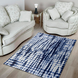 Blue Tie Dye Shibori Print Area Rug