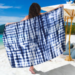Blue Tie Dye Shibori Print Beach Sarong Wrap