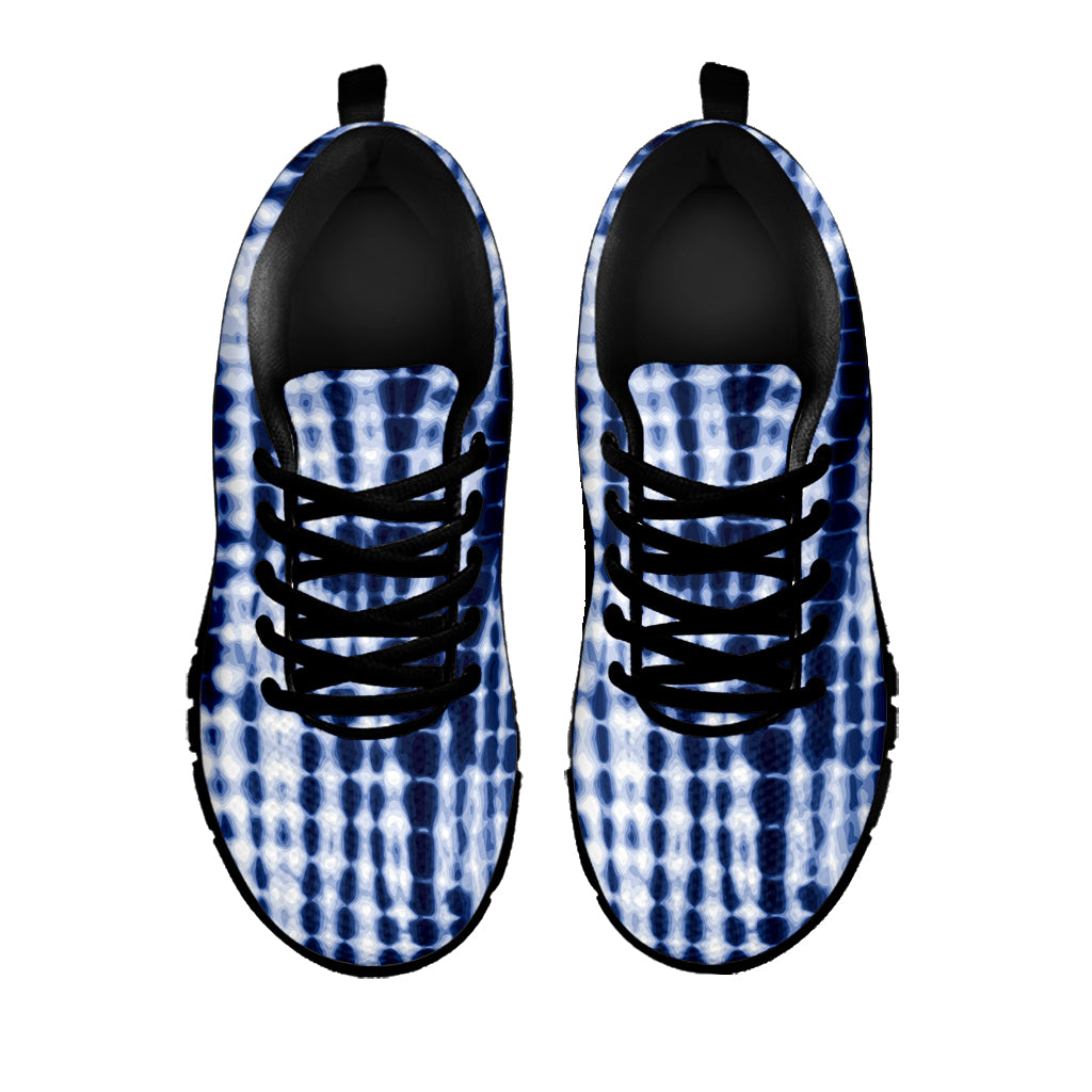 Blue Tie Dye Shibori Print Black Sneakers