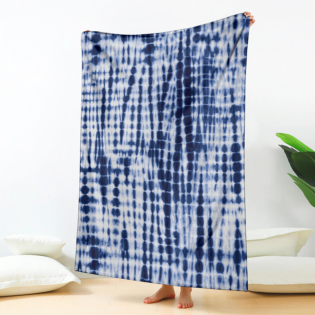 Blue Tie Dye Shibori Print Blanket